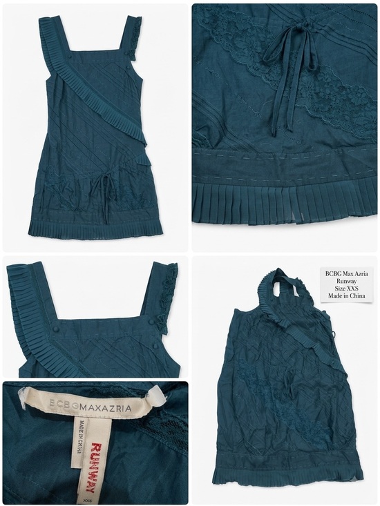 BCBGMaxAzria Dresses & Skirts - BCBGMaxAzria Deep Teal Ruffle-Trim Mini Dress